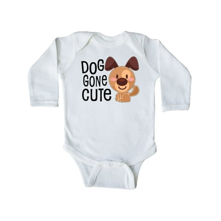 

Inktastic Doggone Cute- happy puppy Gift Baby Boy or Baby Girl Long Sleeve Bodysuit