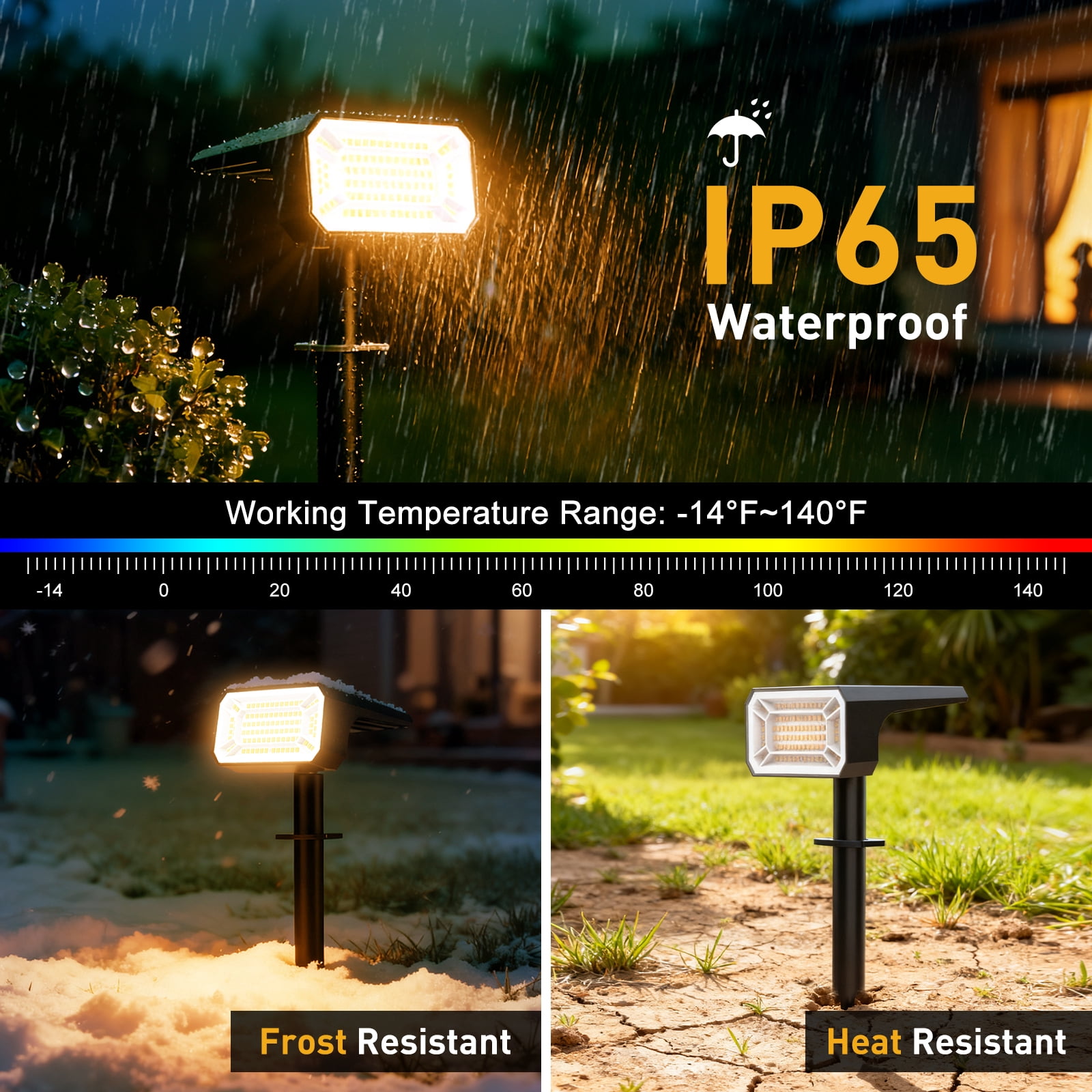 Solar Spot Lights Outdoor [4 Pack, IP65] - 100 High-Lumen LEDs, 12 Modes & Auto On/Off. Warm White Landscape Lights for Yard, Garden & Pathway.