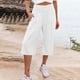 thumbnail image 1 of Pantalones de mujer de pierna ancha y fina con cintura de siete puntos de lino y algodón para mujer de estilo europeo y americano., 1 of 5