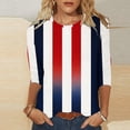 thumbnail image 3 of JTZGDY Plus Size 3/4 Length Sleeve Womens Tops Funny American Flag 4th of July Shirts Stars Stripes Patriotic Tshirts Trendy Holiday USA Flag Tunic Blouses Multicolor#03 M, 3 of 6