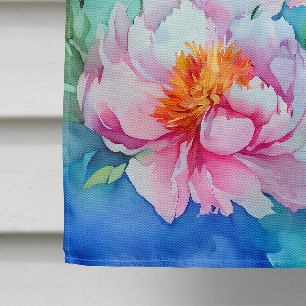 Peonies in Watercolor House Flag 28 in x 40 in