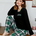 thumbnail image 6 of MecTo Women Pajamas Sets, Lady Paid Pants Long-Sleeved PJ, Green, 2 piece, Size L, 6 of 10