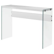 Monarch Specialties Contemporary Accent Console Table with Tempered Glass, White