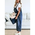 thumbnail image 2 of Women Loose Adjustable Strap Denim Bib Overall Jeans Distressed Wide Leg Baggy Overalls Jumpsuit, 2 of 5