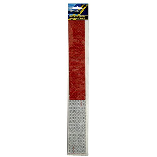 Optronics RE418T DOT-C2 Certification Marked Reflective 4 Strip Kit Tape, Alternating Red and White Pattern, 4 per Pack