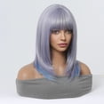 thumbnail image 3 of Pelucas sintéticas de Cosplay para mujer, pelo corto Bob recto Lolita con flequillo, Azul, Morado, gris, Afro, resistente al calor, 3 of 4