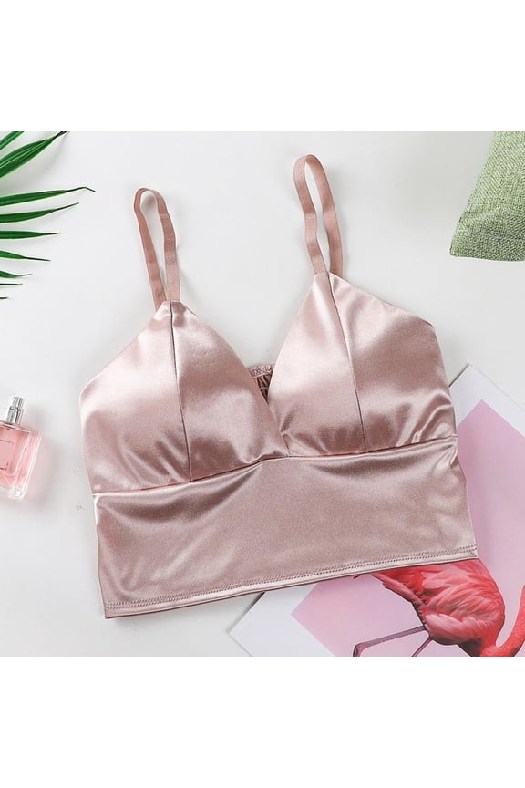 Glossy Wrapped Chest Bra Slings Women Slings Bra V-neck Triangle Cup Underwear Wirefree Lightly Lined Triangle Bralette Vest