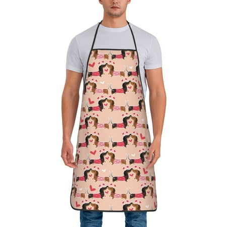 

Jgfou Dachshund Couple Print Anti-fouling Apron for Men Women Waterproof Oil-Proof Kitchen Apron with Adjustable Straps Pocket and No-Pill No-Fade Fabric