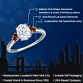 thumbnail image 2 of Gem Stone King 10K White Gold White Moissanite and Red Garnet 3-Stone Ring for Women | 1.80 Cttw | Oval 8X6MM | Gemstone Birthstone | Size 7, 2 of 6