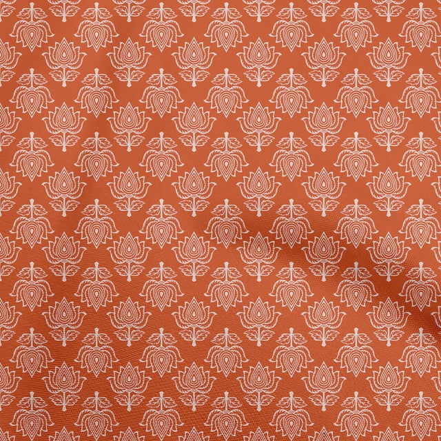 oneOone Velvet Orange Fabric Asian Floral Block Craft Projects Decor Fabric Printed By The Yard 58 Inch Wide