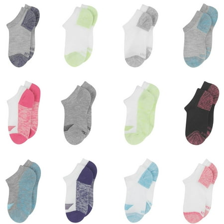 Hanes Girls Socks, 12 Pack No Show Cool Comfort, Sizes S-L