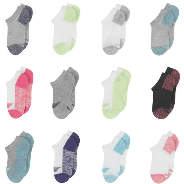 Hanes - Hanes Girls No Show Socks 12-Pack, Sizes S-L - Walmart.com ...