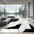 thumbnail image 2 of ODIKA 8'x10' Ultra-Soft Area Rug, Gold Black Abstract Marble Design Dynamic Brushstroke Effect with Bold Shapes Washable, Bare feet friendly, Silk-Touch for Bedroom, Under Sectional, 2 of 6