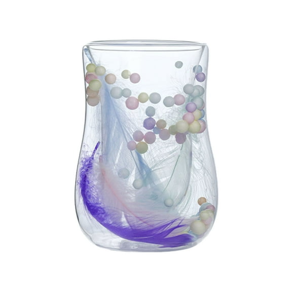 Double Layer Insulated Glass Tumbler with Oval Shape Design for Home Coffee and Tea Drinking Experience