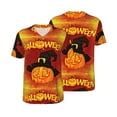 thumbnail image 3 of Daiia Halloween Pumpkin Mens Baseball Jersey Button Down Shirts Short Sleeve Sports Uniforms-Large, 3 of 9