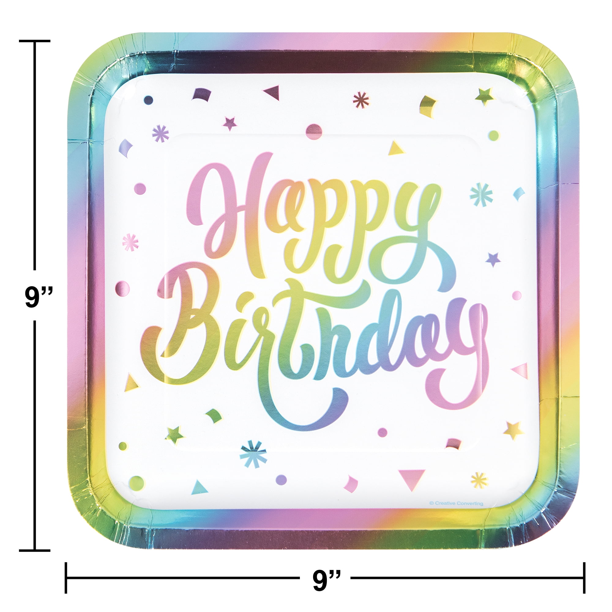 Rainbow Pastel Party Decorations, Gold Foil Happy Birthday Plates (9 In, 48  Pack), PACK - Kroger