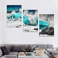thumbnail image 4 of Nawypu Beach Canvas Wall-Art - Ocean Painting Wall Art - Teal Wall Decor for Living Room Ready to Hang Size 12''x16''X3 Panels, 4 of 4