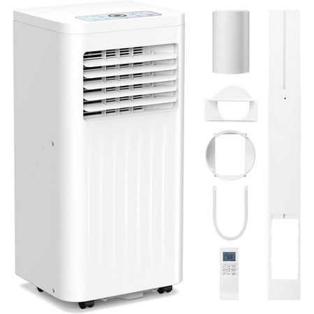 FREE VILLAGE Portable Air Conditioners,8000 BTU,4 in 1 Portable AC Unit with Window Kits, Fan & Dehumidifier Modes,Cools up to 350 Sq.Ft,LED Display/Remote Control,24H Timer for Living Room,Bedroom