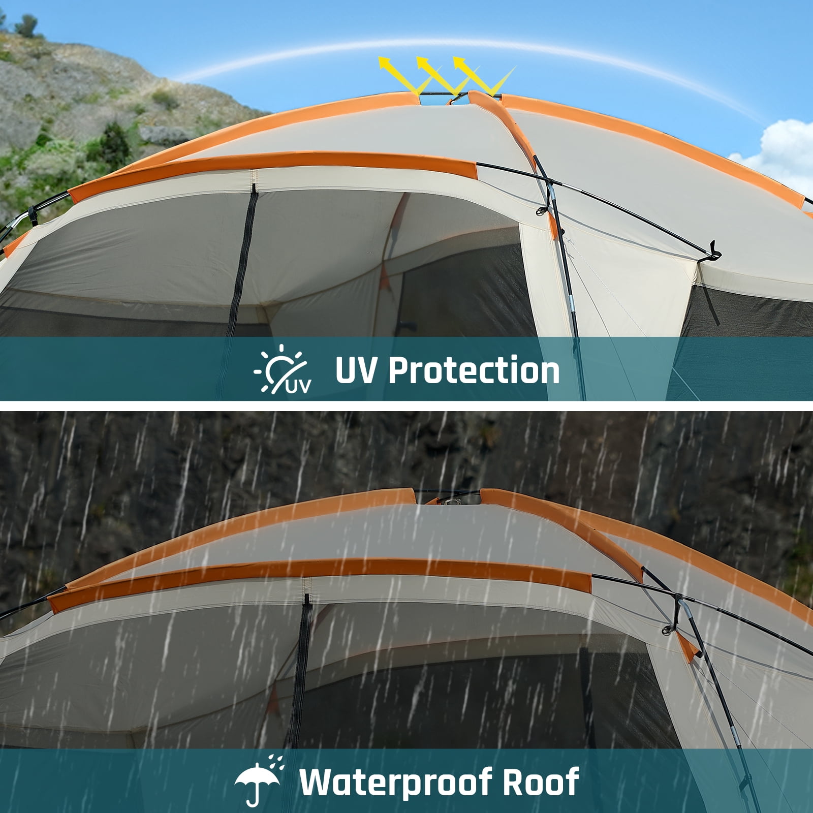 12x12ft Screen House Tent with 2 Zipper Doors Screen Tent for Camping Outdoor Activities