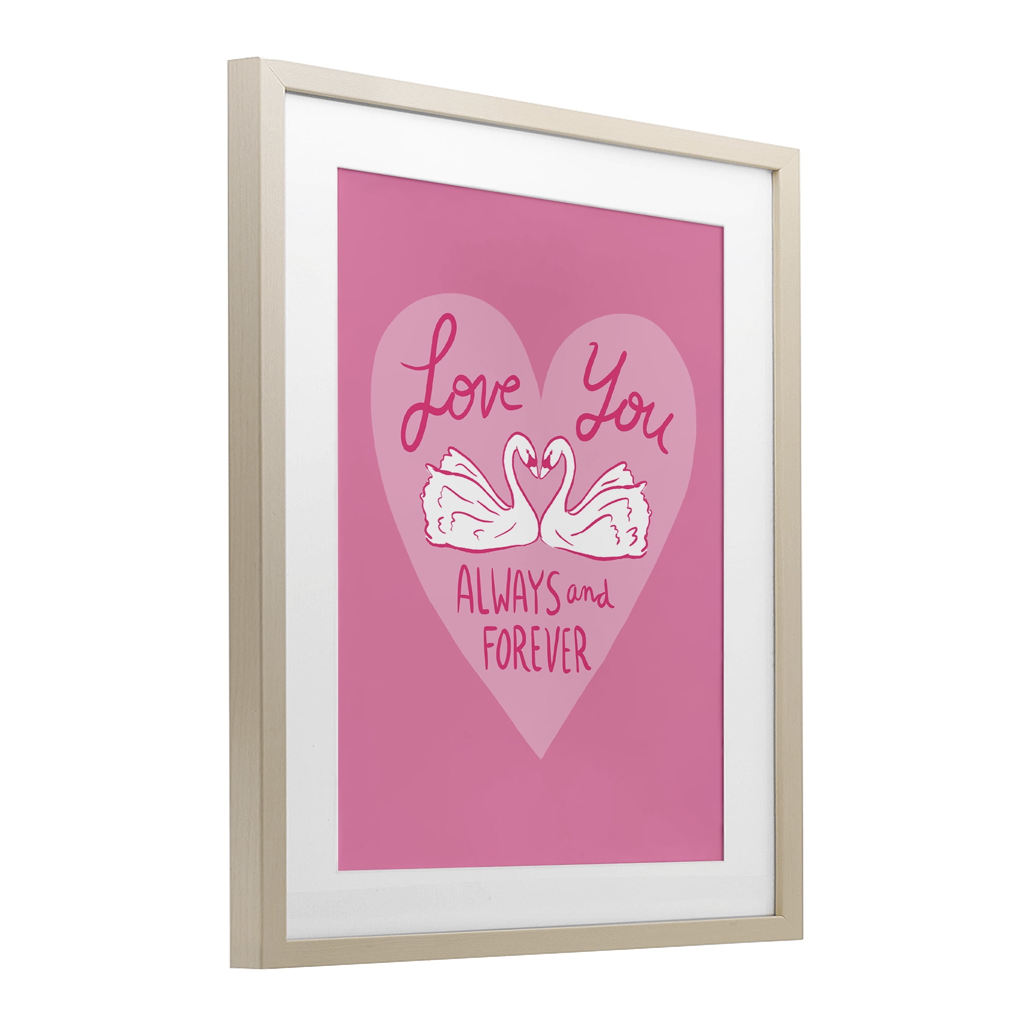 Always & Forever Swans Birch Framed Print Under Glass, design by Juliet Meeks