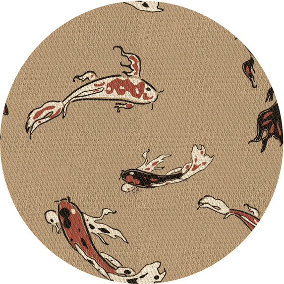 Ahgly Company Machine Washable Indoor Round Transitional Brown Sand Brown Area Rugs, 7' Round