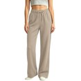 thumbnail image 4 of Womens Wide Leg Pants Casual Flowy Crepe Trousers Free Relaxed Fit Work Business with Pockets, 4 of 9