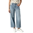 thumbnail image 2 of Women's High Waisted Cropped Wide Leg Jeans Stretchy Loose Denim Pants with Front Patch Pockets Light Blue XS(XS), 2 of 5