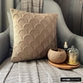 thumbnail image 5 of The HomeCentric Decorative Throw Pillow covers Beige 16"x16" (40x40 cm) Velvet Textured, Zari Gold Thread Embroidery Pillowcases For Sofa Chouch, Hotels, living, Bed Room, Geometric - Enchanted Beige, 5 of 9