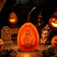 thumbnail image 4 of Hyknon Halloween LED Decor Light, Ghost Pumpkin Hanging Lamp, Skull Embossed Electronic Candle Light, Spooky Figurine Ambient Lamp, Battery Operated Table Hanging Ornament for Halloween Party ( B ), 4 of 7