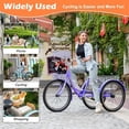 thumbnail image 5 of MOPHOTO 26 inch Adult Tricycles 3 Wheel 7 Speed Trikes with Big Basket for Shopping,Picnics Exercise Men's Women's Cruiser Bike(Purple), 5 of 6