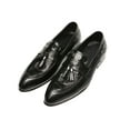 thumbnail image 2 of Santimon Black Tassel Loafers for Men Crocodile Grain Slip on Formal Dress Shoes US 8.5, 2 of 7