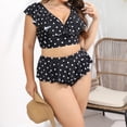 thumbnail image 2 of TaTaai 2026 New Women's Plus Size Polka Dot Bikini Set V Neck Ruffle Two Piece Swimwear Oversized Slimming Bathing Suit for Summer Pool Party Gift, 2 of 7