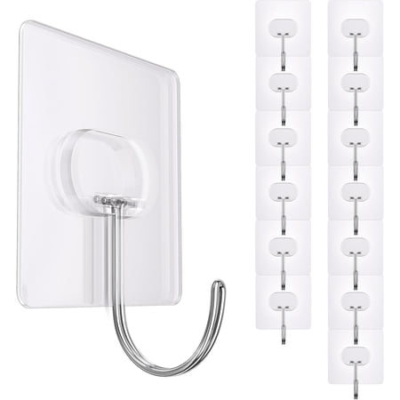 Sxpopstore Large Heavy Duty Clear Adhesive Wall Hooks 14 Pcs Clear