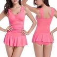 thumbnail image 2 of Clearance Under 10$! Suumer Plus Size Womens Swimsuits Fshion Solid Color Neck Hanging Sexy Waist Cinching And Gathering, 2 of 4