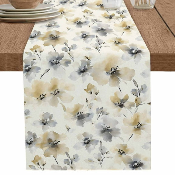 nqOlkjepod Watercolor Flowers Table Runner 90 Inches Long Farmhouse Dress Scarves, Retro Farmhouse Botanical Floral Dining Tablerunner for Coffee Table/Kitchen Island/Party Décor, 13" x 90"