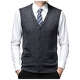 thumbnail image 1 of Men's Knit Sleeveless Vest for Casual Layering – Solid Color Cardigan-Style Vest for Everyday Wear, 1 of 7