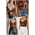 thumbnail image 3 of Camisola sin mangas con escote en V profundo y espalda abierta cruzada sexy para mujer Twisted (café), 3 of 5