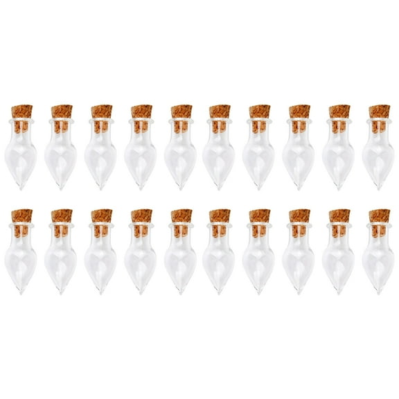 LOLIPPYY 20pcs Teardrop Shaped Wishing Bottle Small Glass Bottles Jars with Cork Craft Bottle for Home Shop