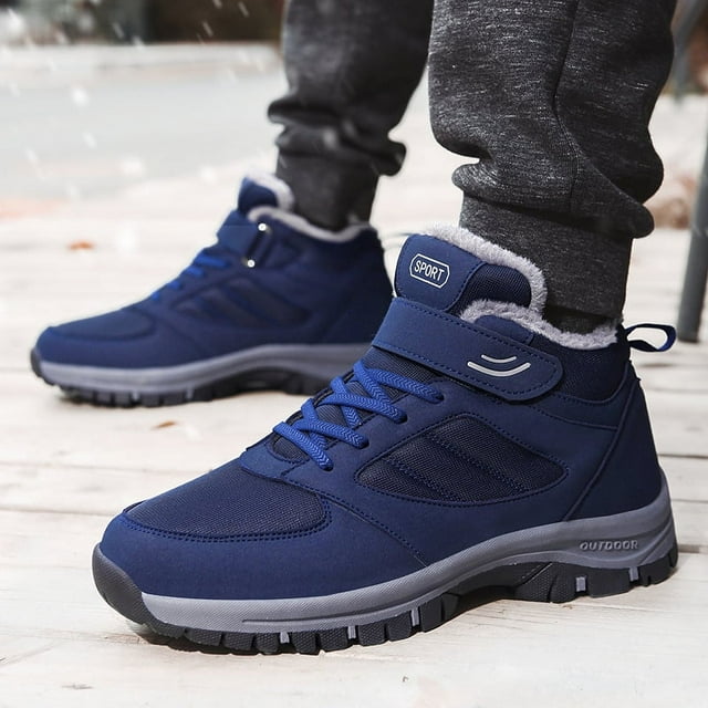 Zapatos de invierno acolchados de algodón, zapatos de papá con forro polar cálido para hombres, botas de nieve para exteriores del noreste de caña alta, zapatos de suela gruesa para personas de