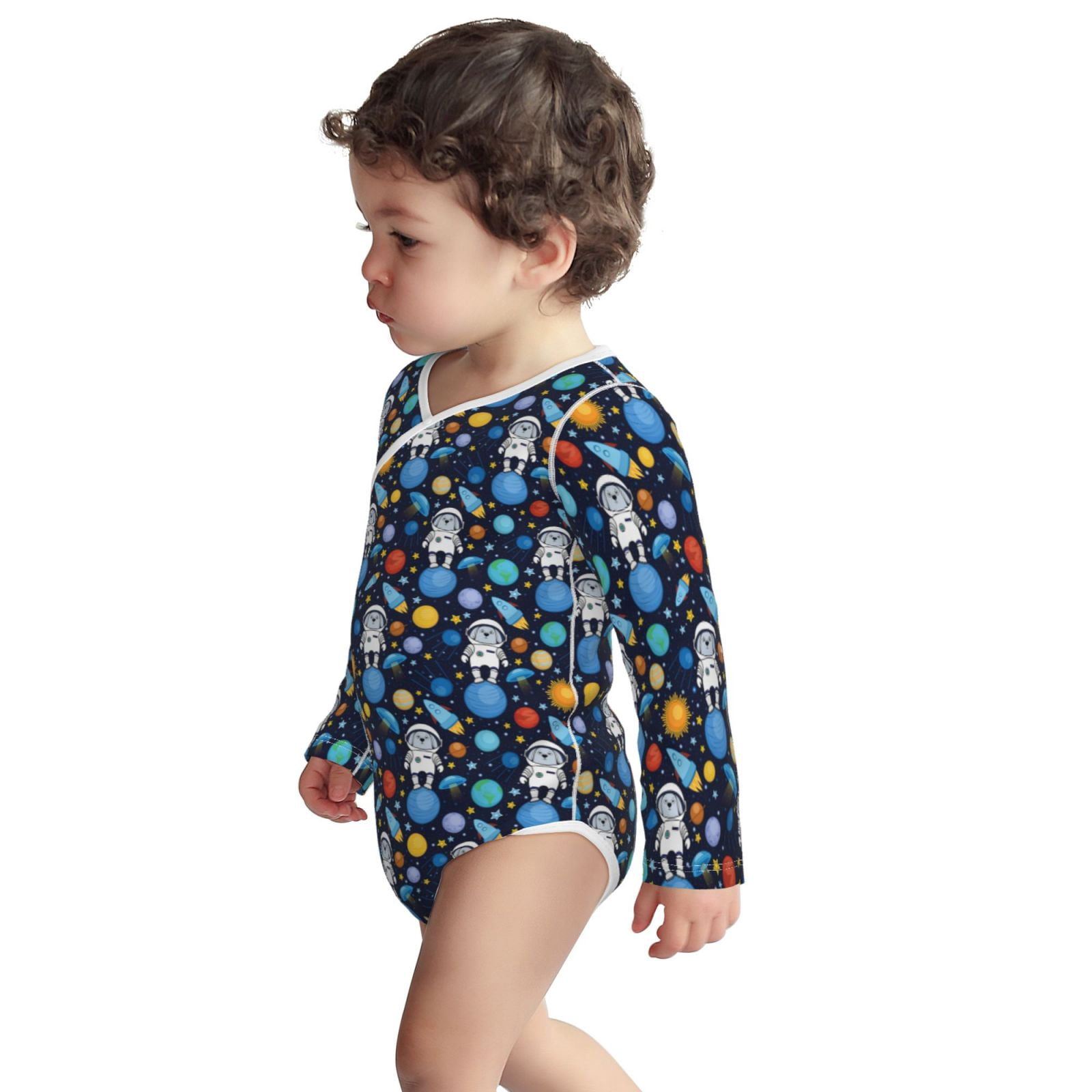 Xecao Space Dog Print Baby unisex-baby Cotton Long-sleeve Bodysuits-6 Months