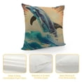 thumbnail image 4 of Shiartex Dolphin Print Throw Pillow Covers Decorative Pillow Cover Square Cushion Cases Soft Cushion Cover Throw Sofa Pillow Case for Home Decor Living Room Bed Couch Car White, 4 of 5