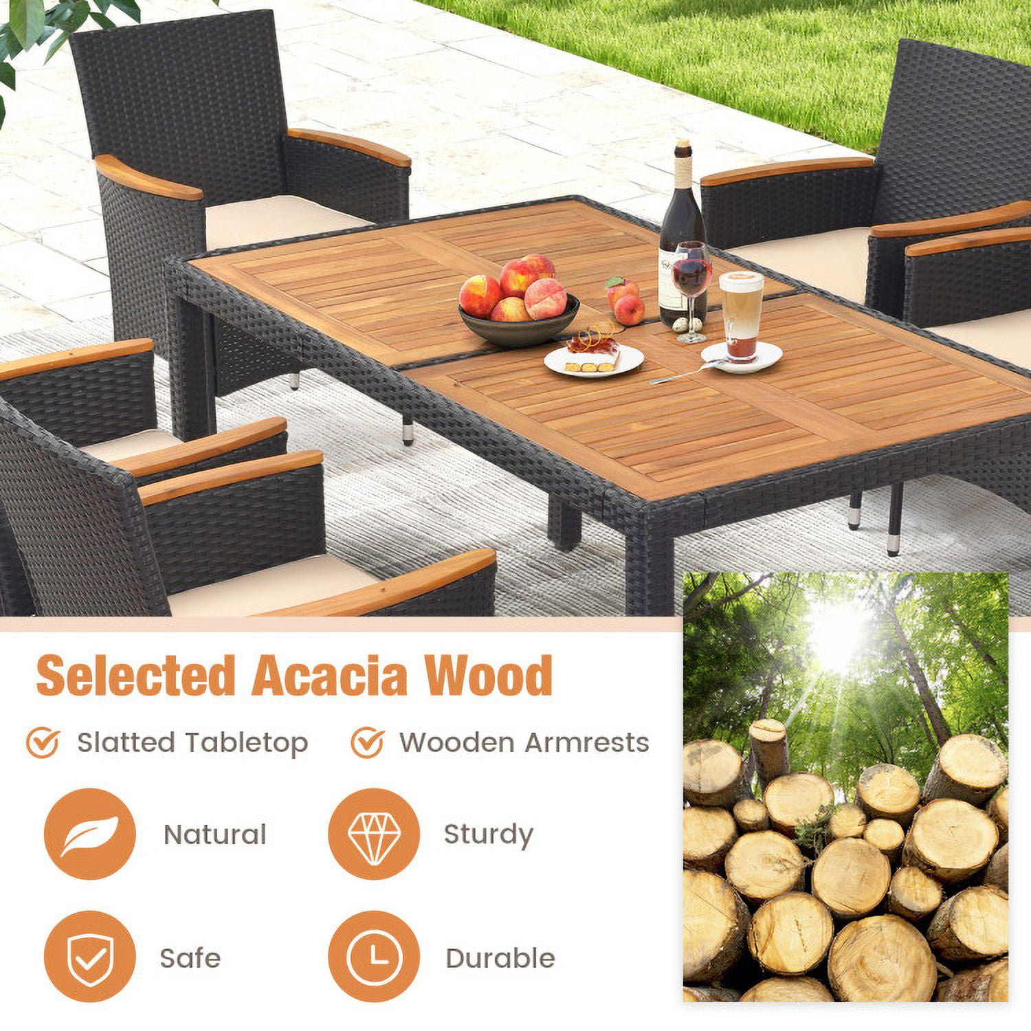 Aimee Lii 7 Pieces Outdoor Dining Set with Umbrella Hole for Backyard, Outdoor Patio Furniture Aimee Lii 7 Pieces Outdoor Dining Set with Umbrella Hole for Backyard, Outdoor Patio Furniture