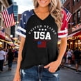 thumbnail image 2 of America 250 Tshirt Women's Casual Solid V Neck Short Sleeve Tee Everyday Tshirts for Women Black L, 2 of 5