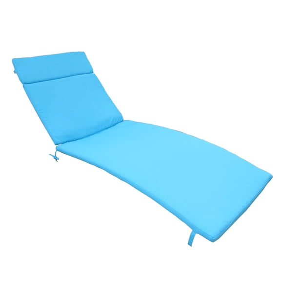 2-Pack Blue Outdoor Chaise Lounge Cushions, Water-Resistant Patio Chair Pads with Ties