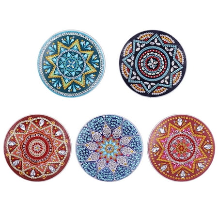 

SHUWND 5pcs Coasters Set Datura Pattern DIY 10x10x0.5cm for Any Table Type Perfect Gift