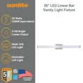 thumbnail image 3 of Sunlite LED Bar Vanity Light Fixture, Color Temperature Selectable 3000K/ 4000K/ 5000K, Brushed Nickel, 3 of 7