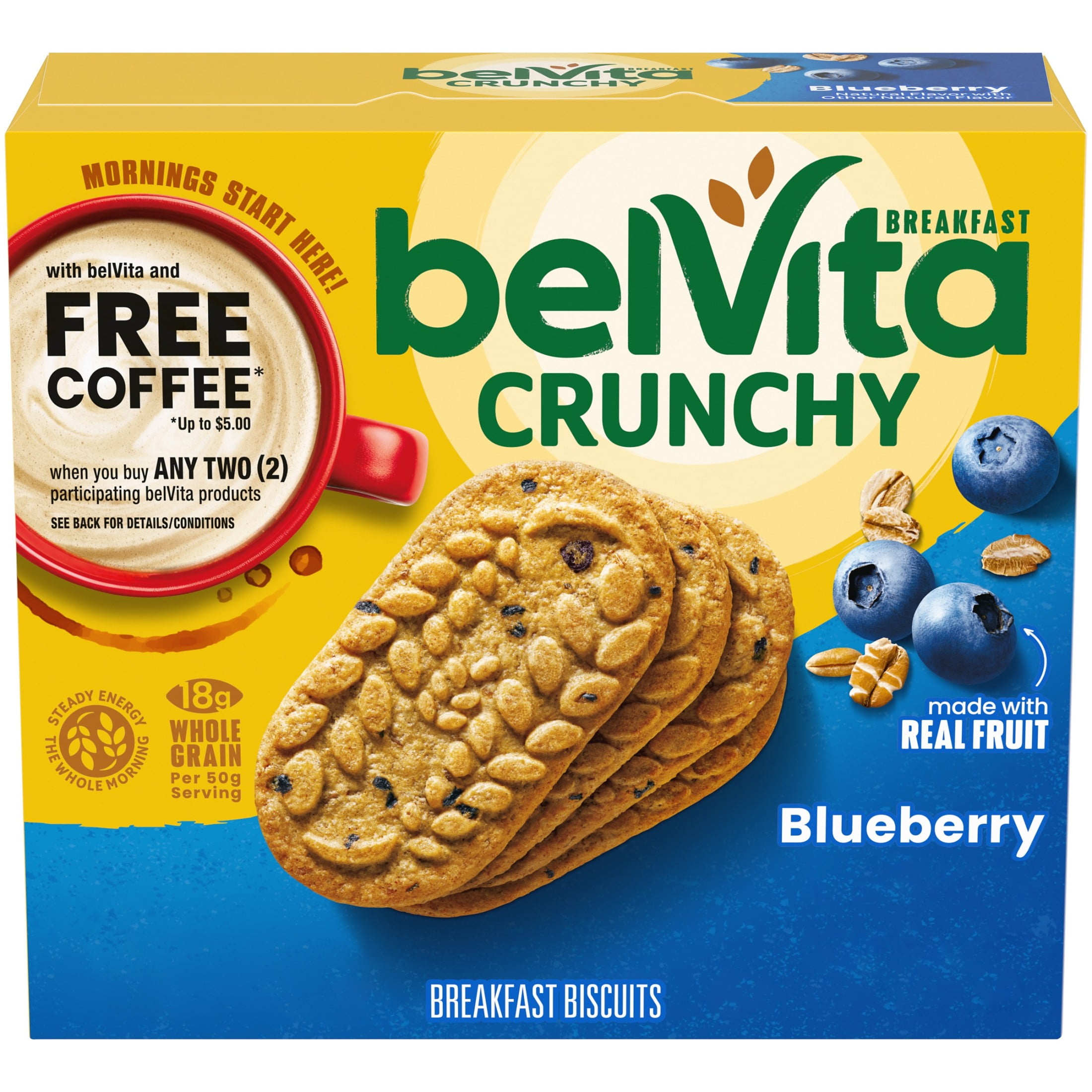 (6 pack) belVita Breakfast Bars Biscuits, Blueberry, 5 Packs (4 Biscuits Per Pack)