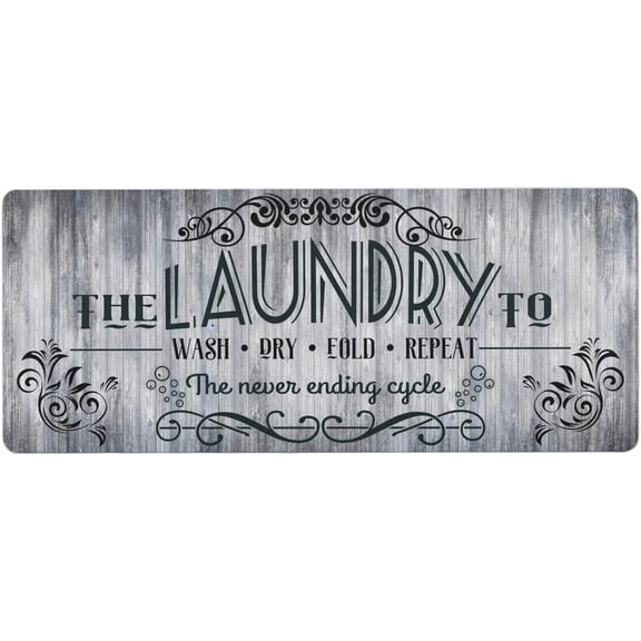 Laundry Room Rug Runner, Laundry Room Rug Gray, No Slip Laundry Room Mats Rubber Area Rug for Laundry Room Kitchen Bathroom, Farmhouse Laundry Room Decor and Accessories, Laundry Room Mats for Floor
