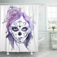 thumbnail image 1 of ABPHQTO Mujer Zombie niñas cabeza azúcar calavera pintura facial acuarela Scary Lady gótico tatuaje cortina de ducha cortina de baño 165x180 cm ABPHQTO PKNMT66x72Shower-12804, 1 of 2