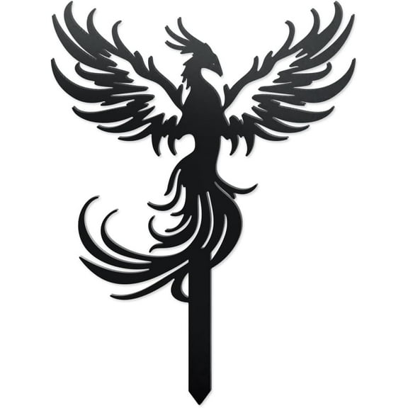 Phoenix Rising Metal Decorative Garden Stakes Funny Bird Metal Outdoor Statues Weatherproof Garden Decoration Ornament Gifts Bird Outdoor Yard Decor for Backyard Pathway Patio Lawn Walkways Black